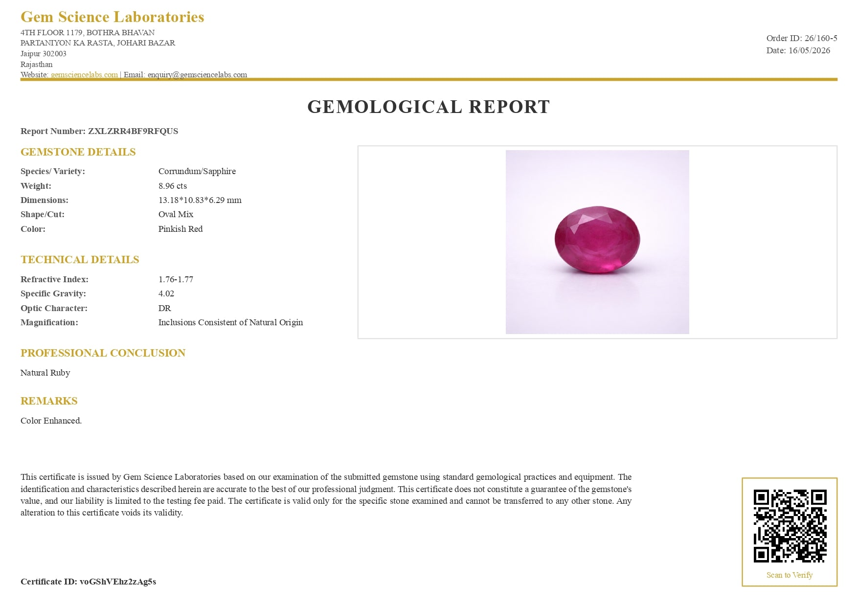 Ruby (Bangkok) - 8.96 Carat
