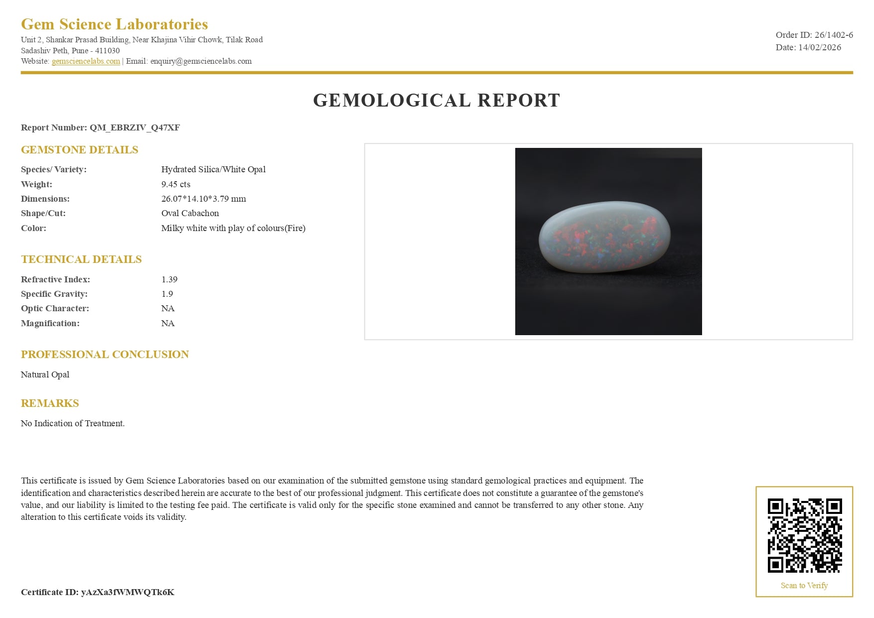 Opal  9.45 Carat