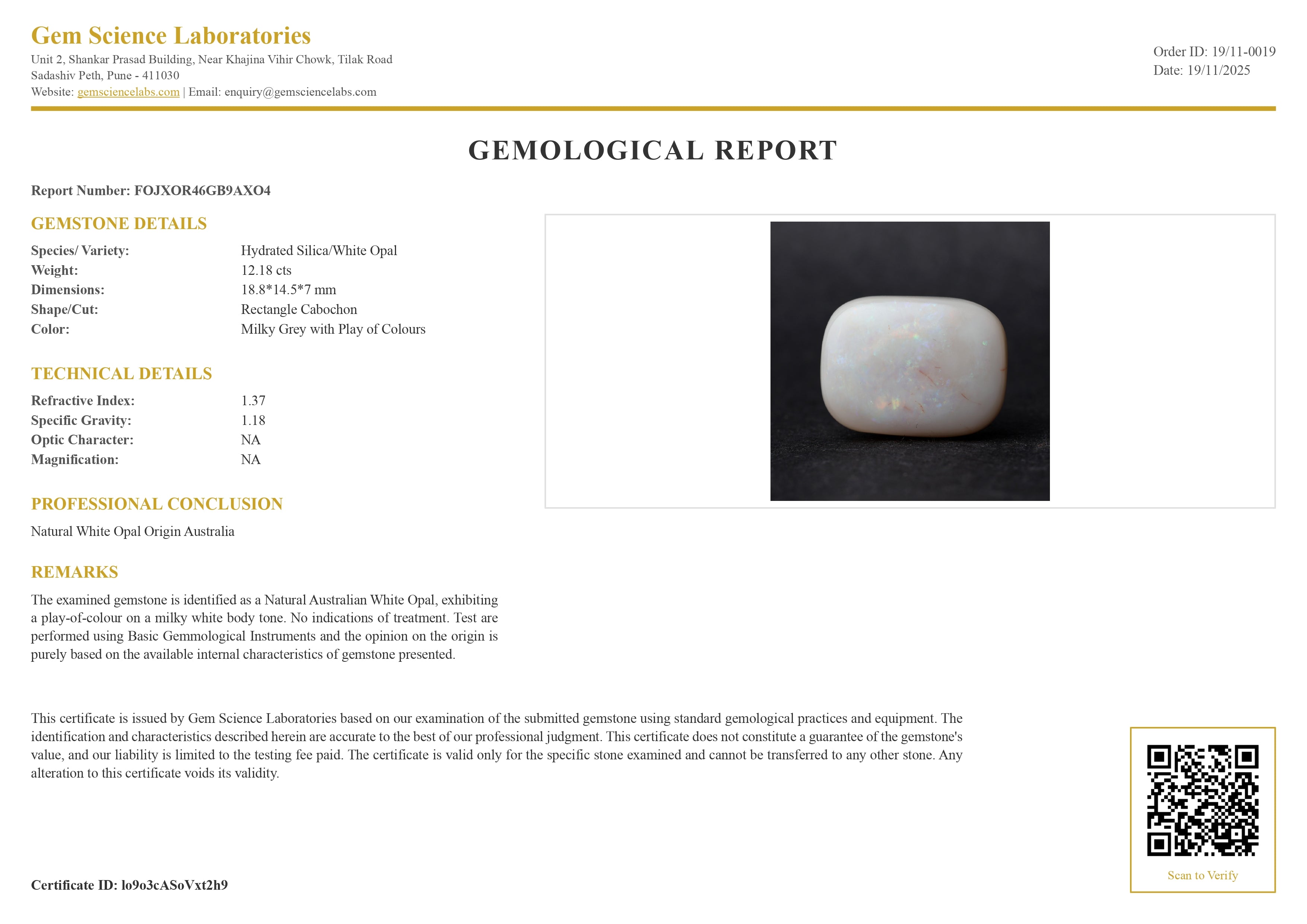 Opal (Australian)  -  12.18 Carat