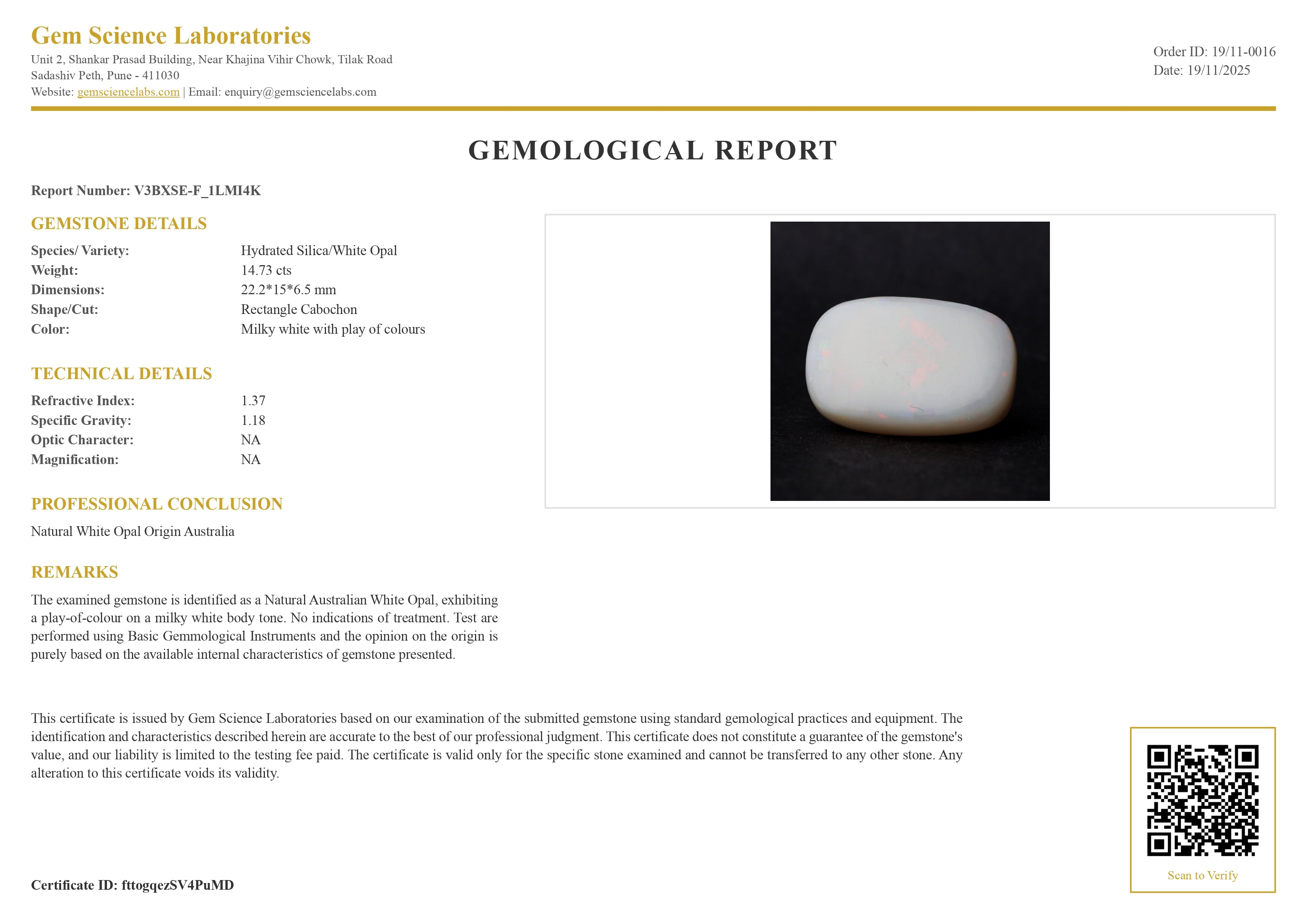 Opal (Australian)  -  14.73 Carat