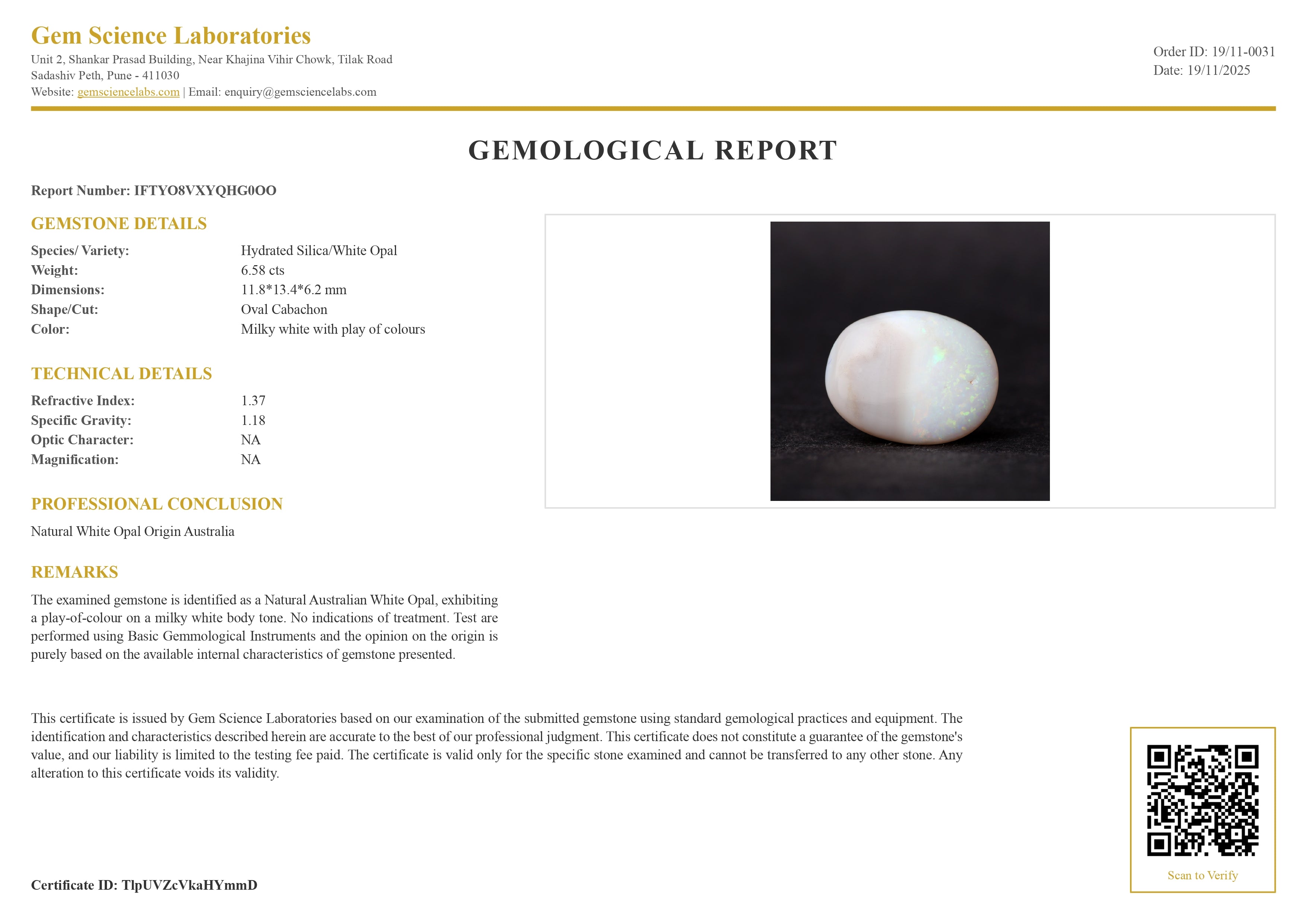 Opal (Australian)  -  6.58 Carat