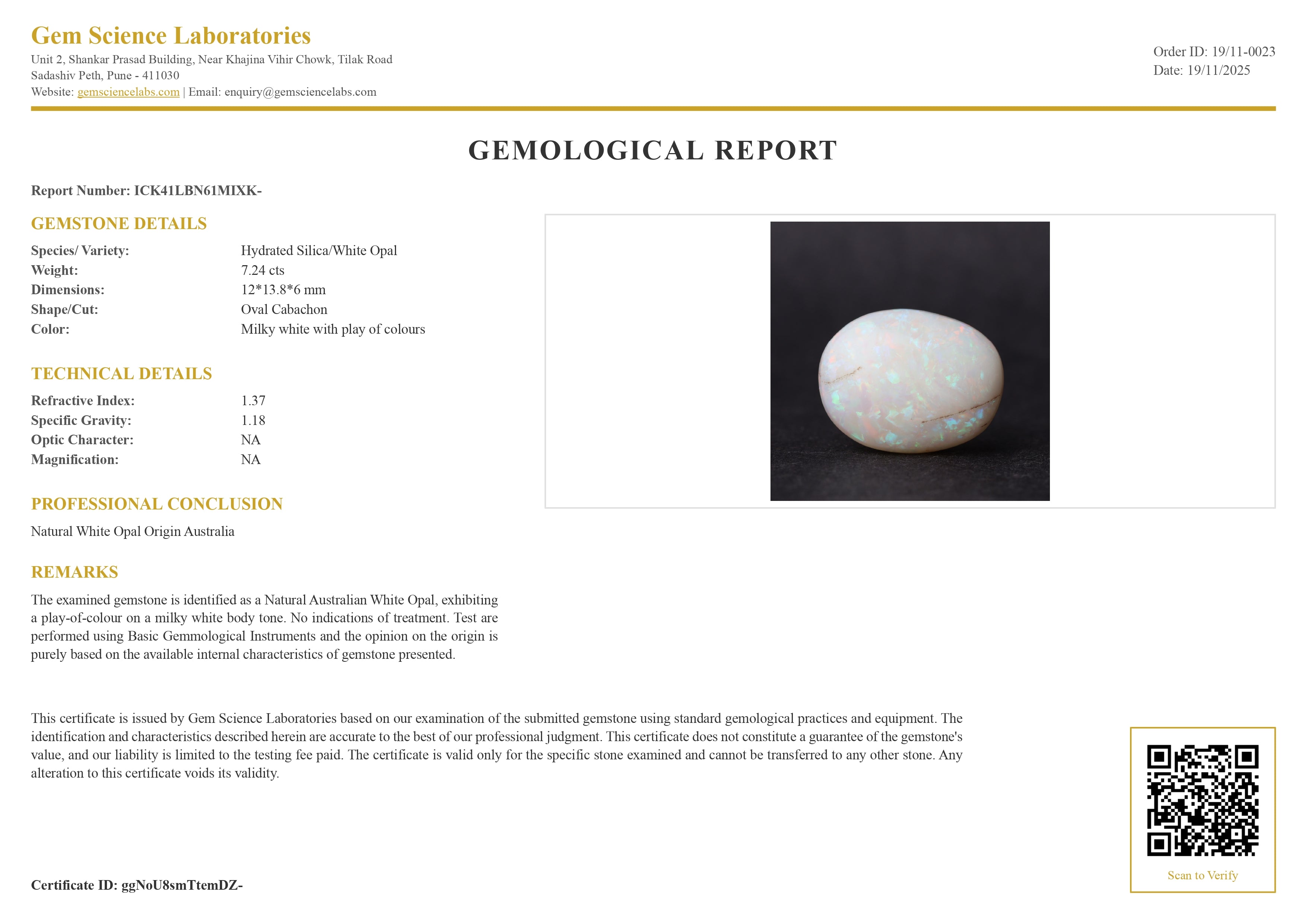 Opal (Australian)  -  7.24 Carat