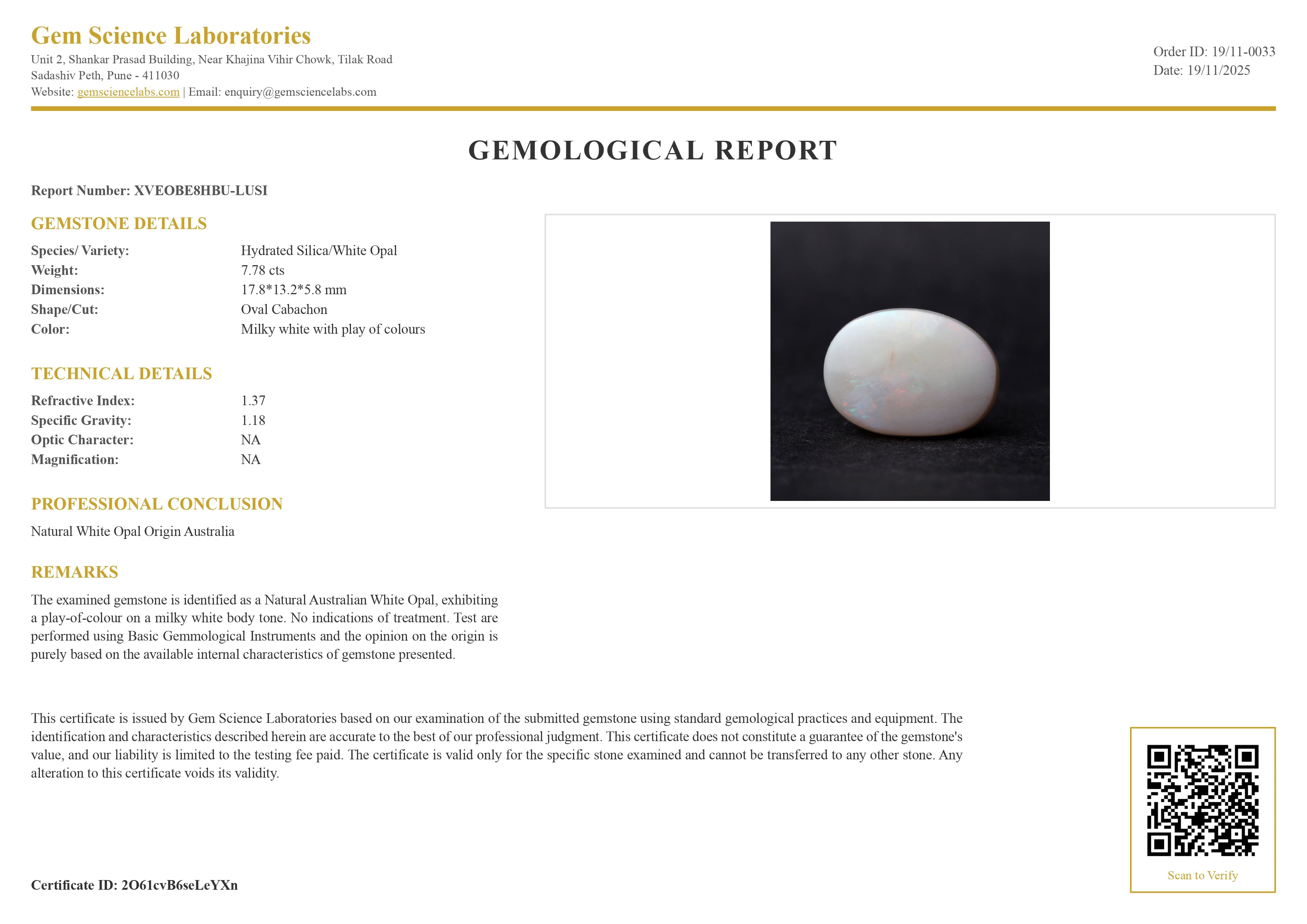 Opal (Australian)  -  7.78 Carat