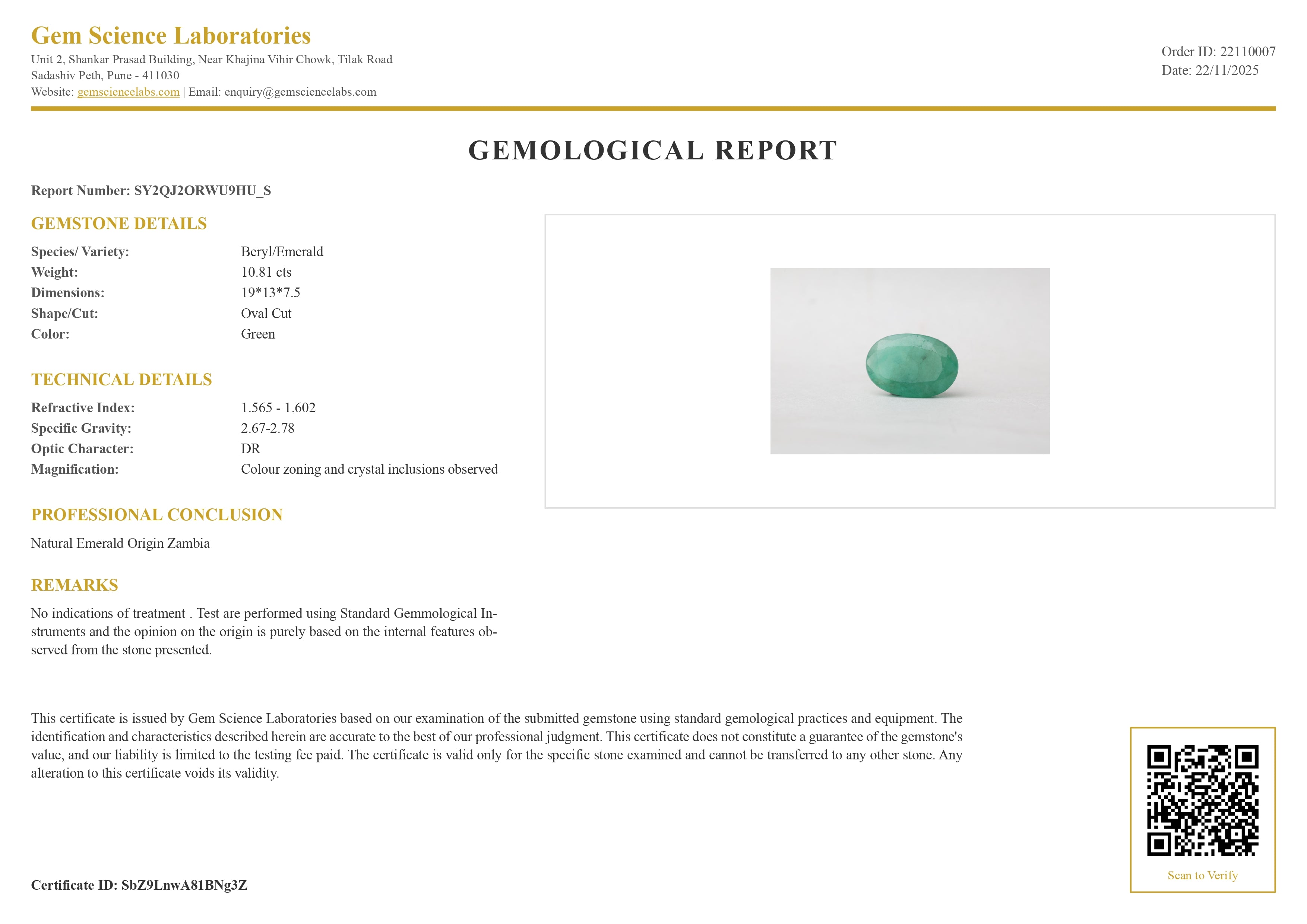 Emerald ( Panna ) - 10.81 Carat