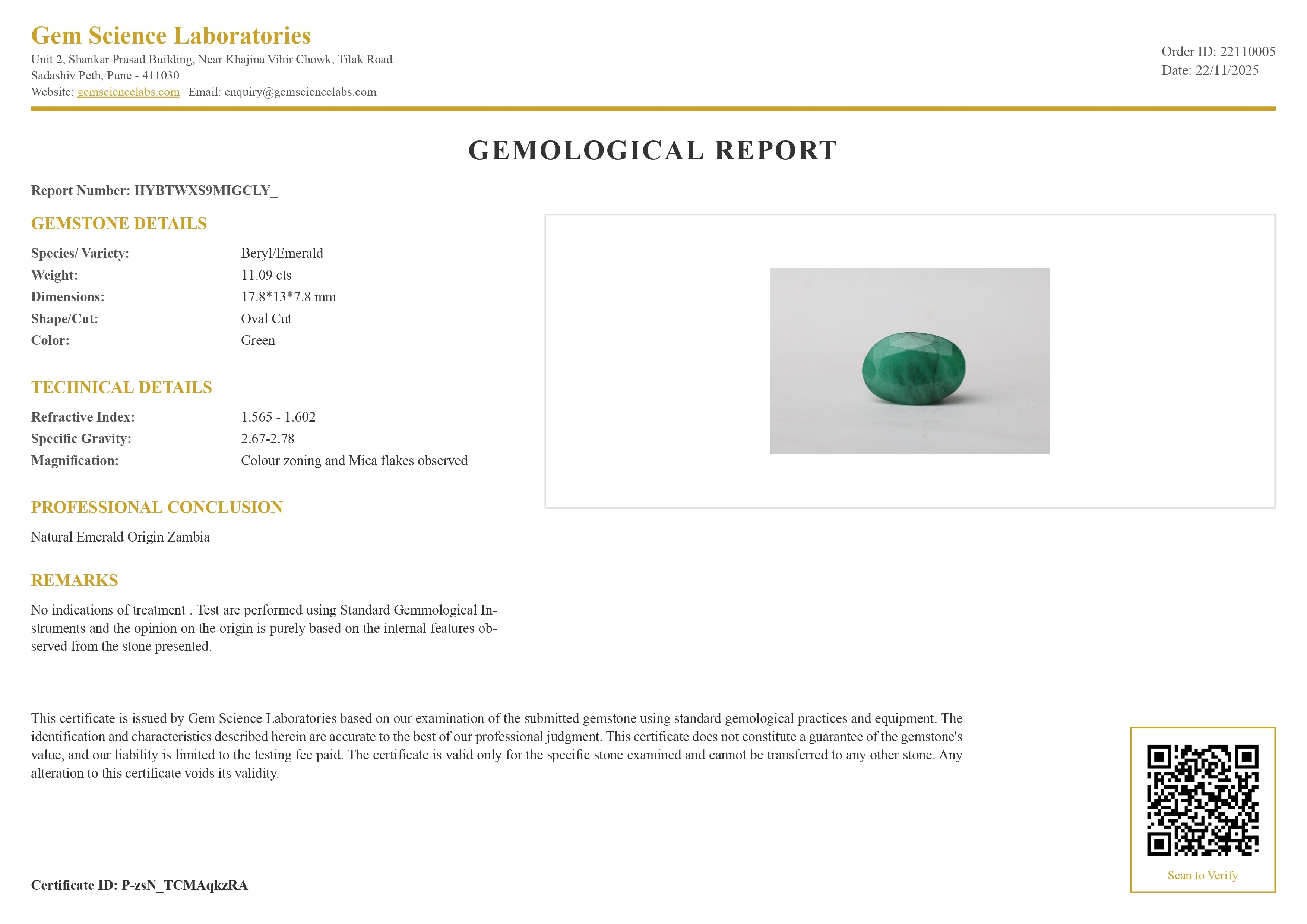 Emerald ( Panna ) - 11.09 Carat