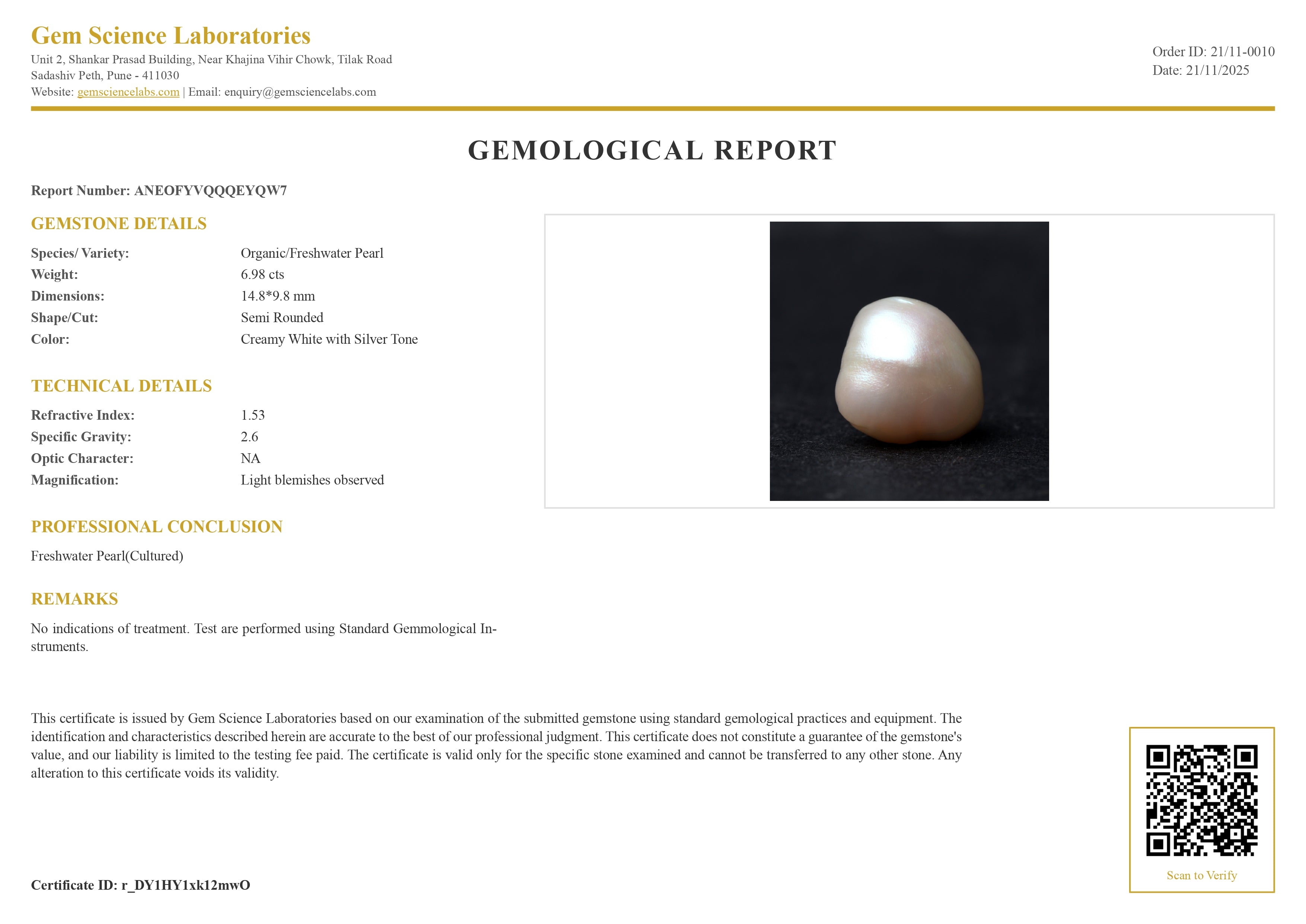 Fresh Water Pearl - 6.98 Carat