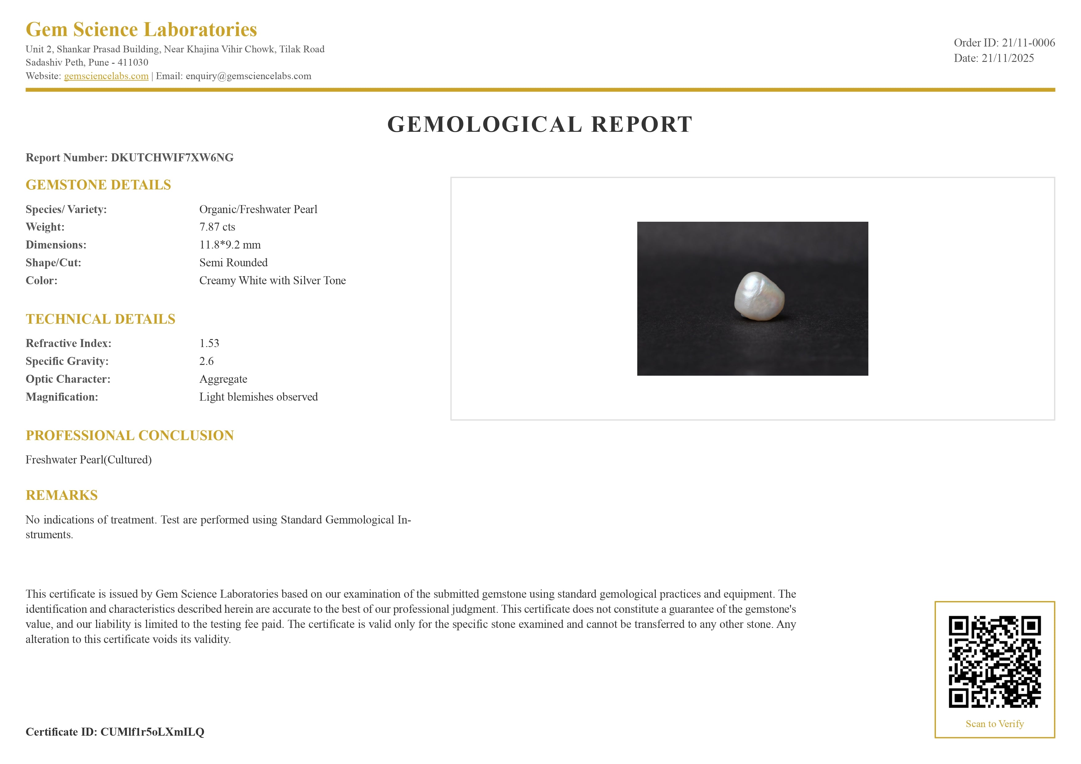 Fresh Water Pearl - 7.87 Carat