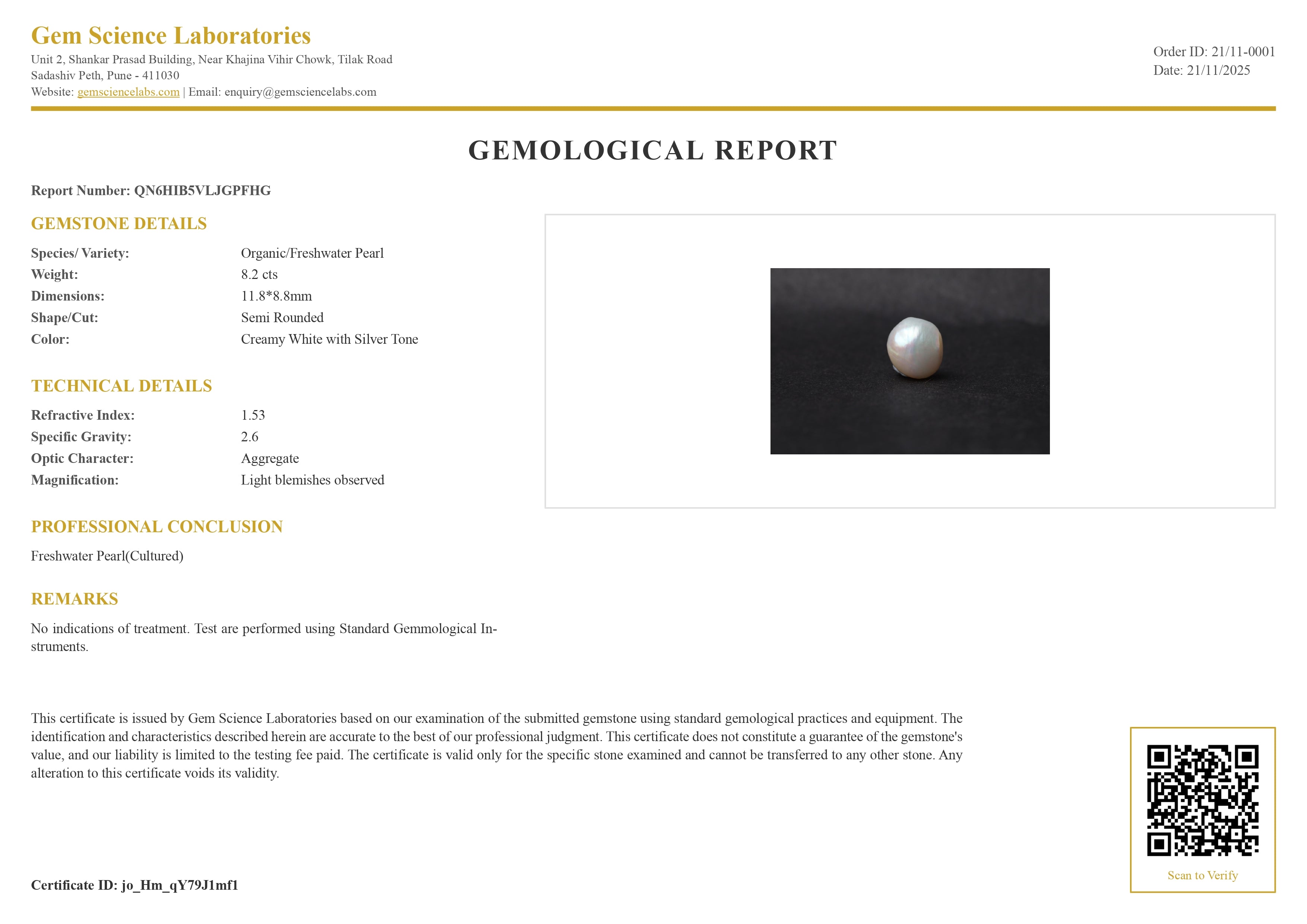 Fresh Water Pearl - 8.20 Carat