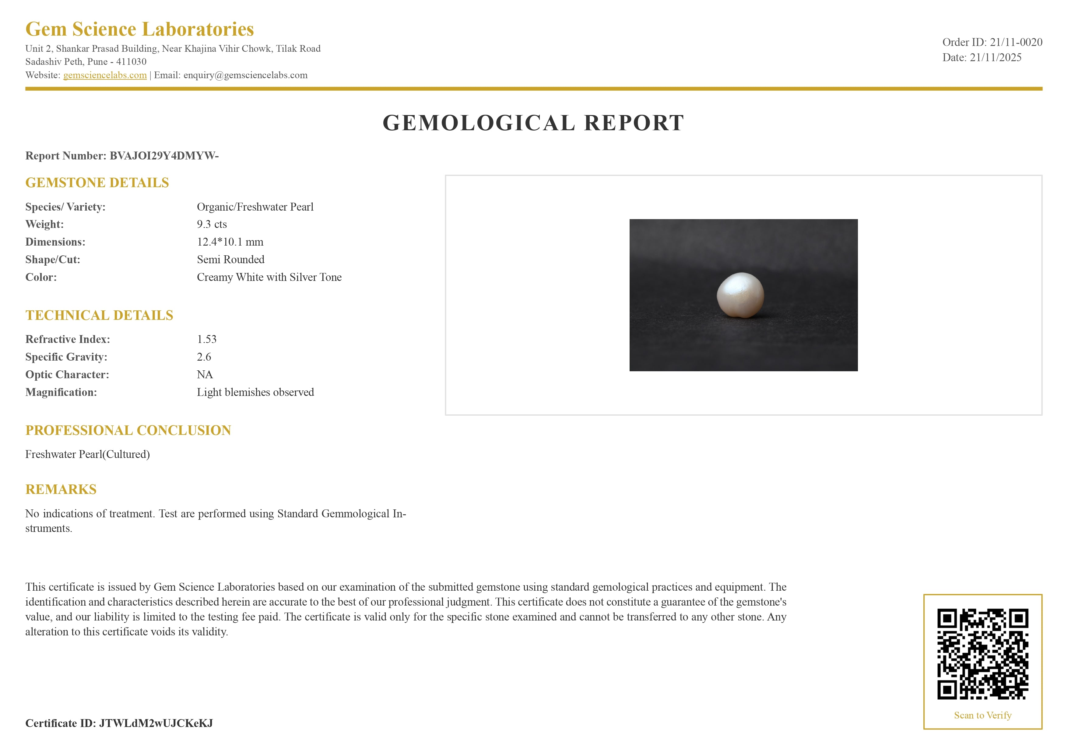 Fresh Water Pearl - 9.30 Carat
