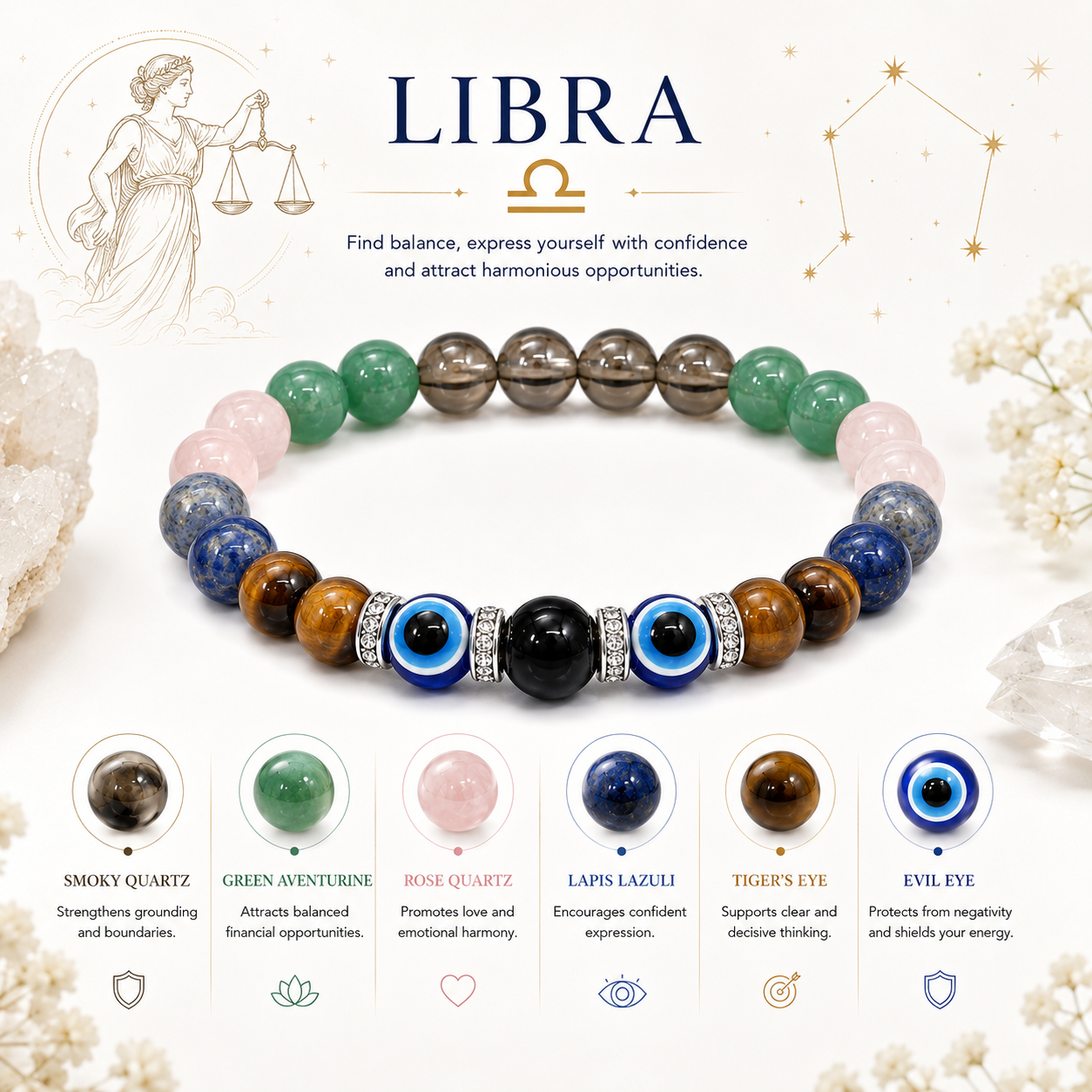 TULA (Libra) RASHI CRYSTAL BRACELET