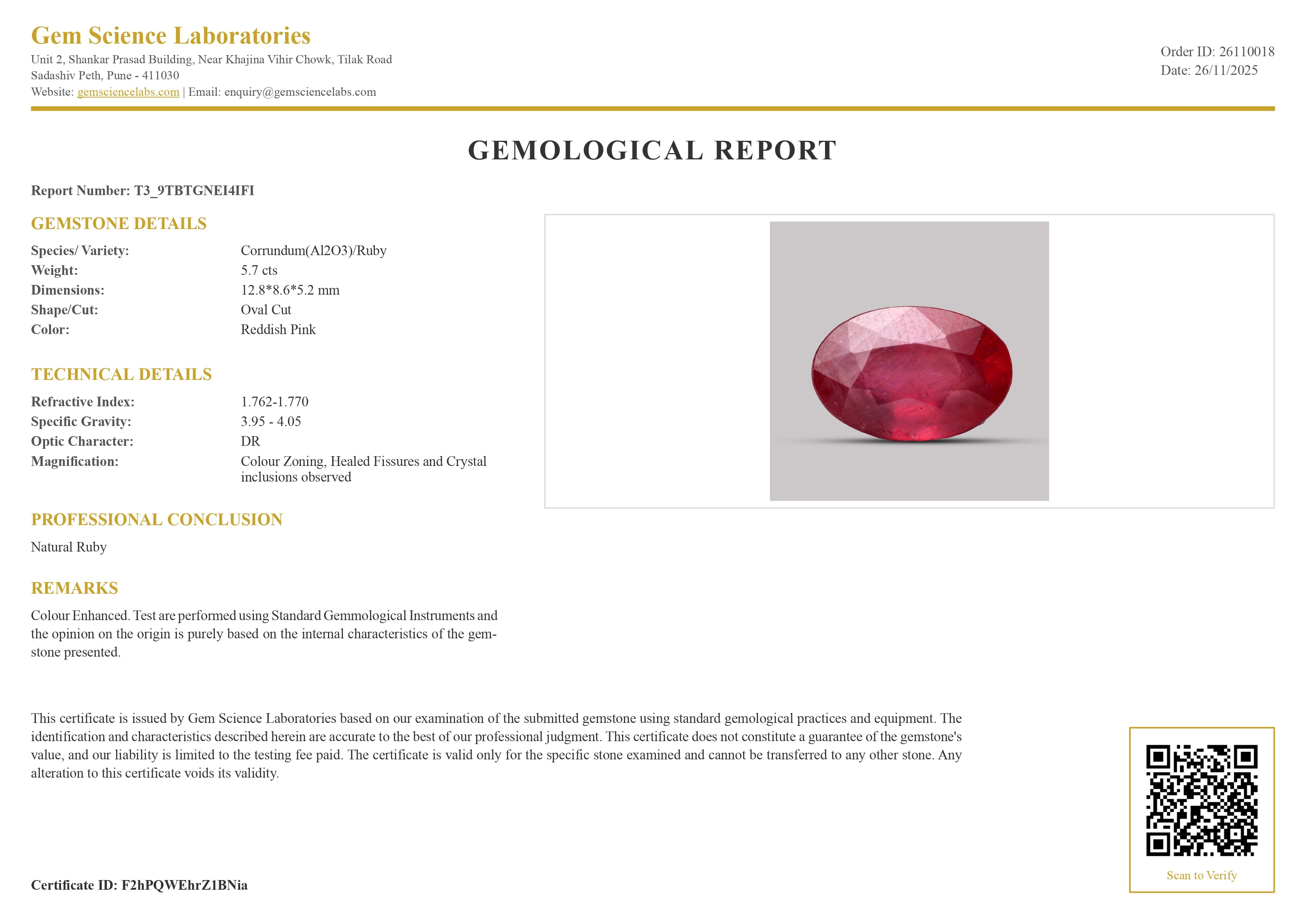 Ruby (Bangkok) - 5.7 Carat