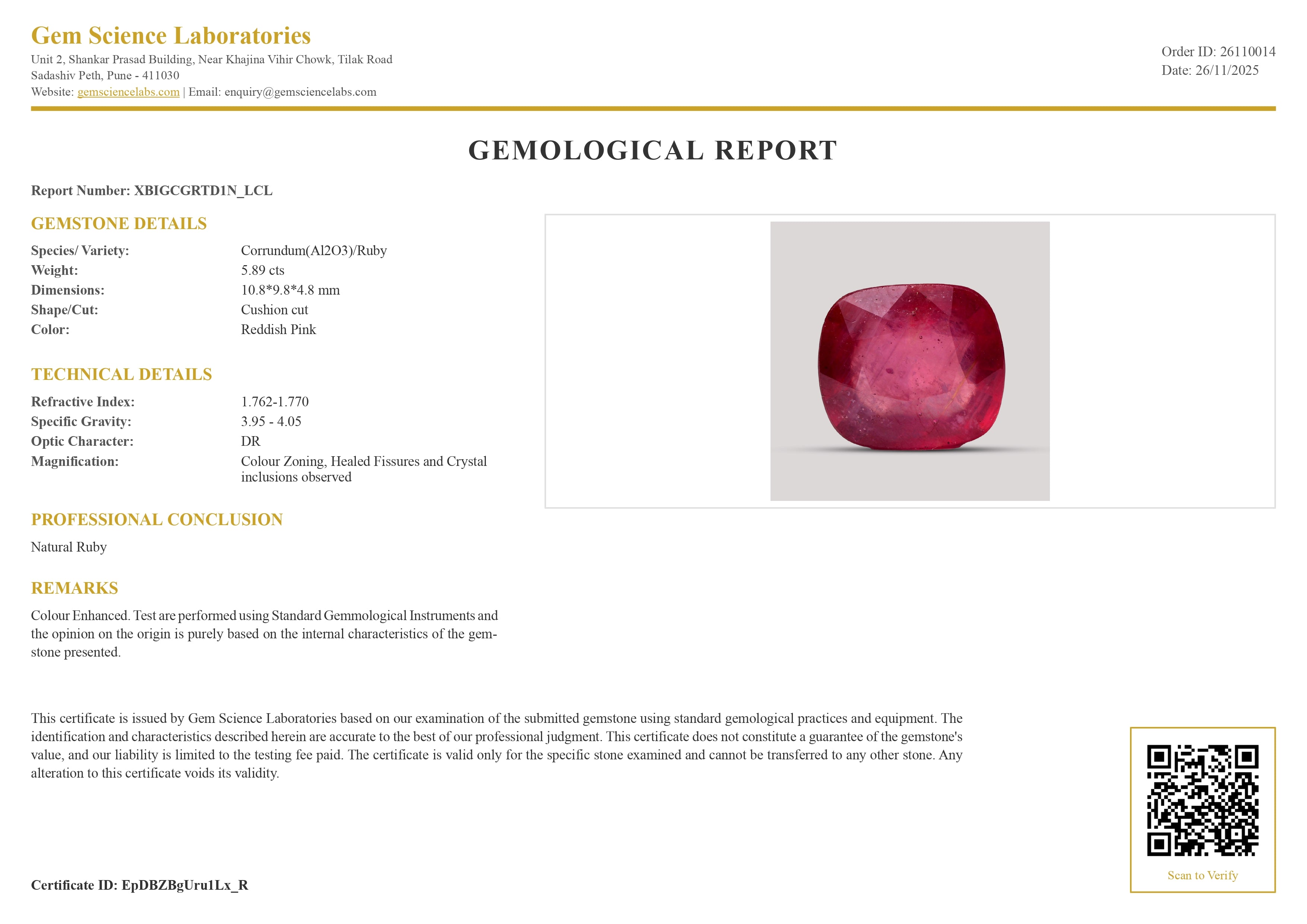 Ruby (Bangkok) - 5.89 Carat