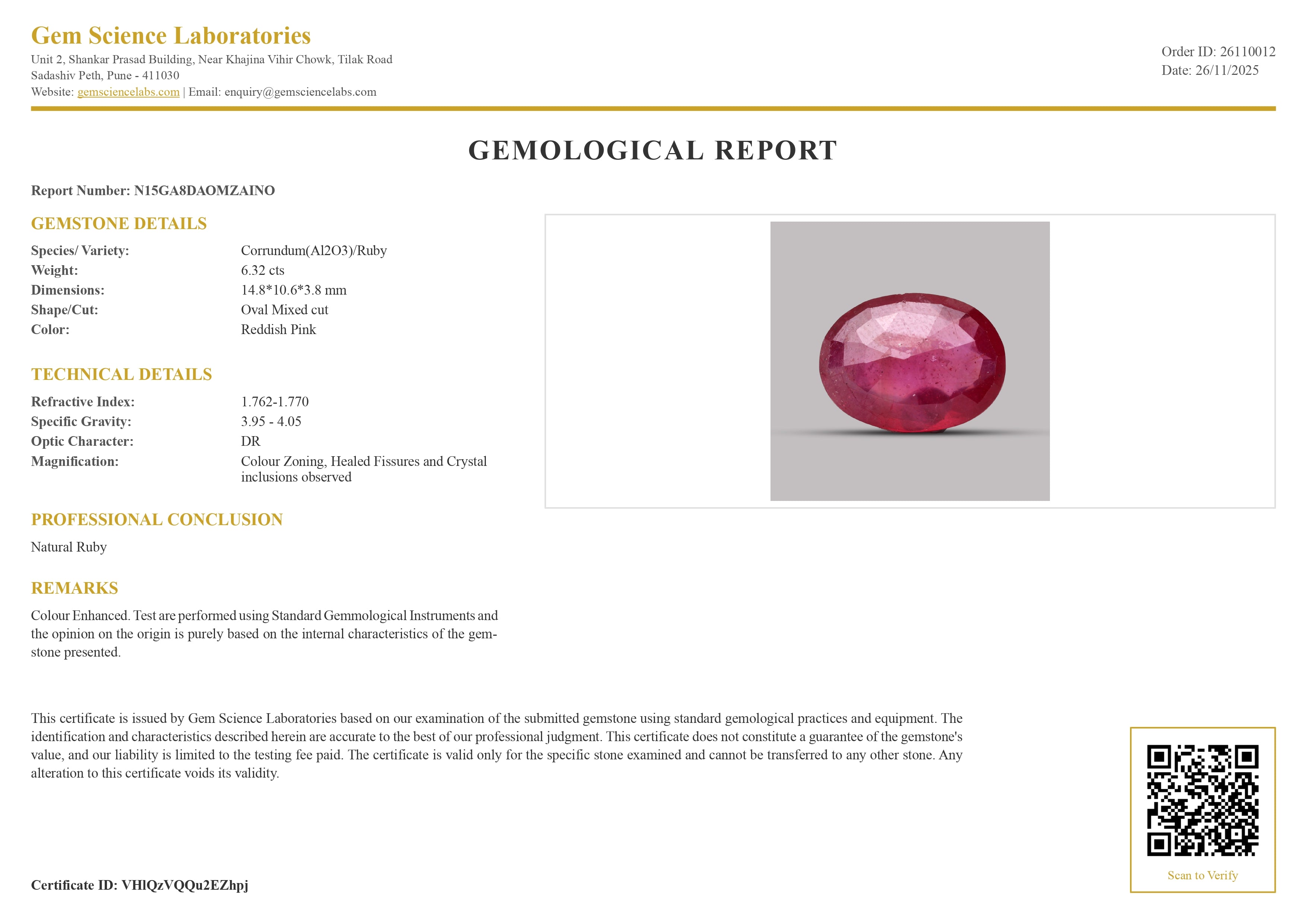 Ruby (Bangkok) - 6.32 Carat