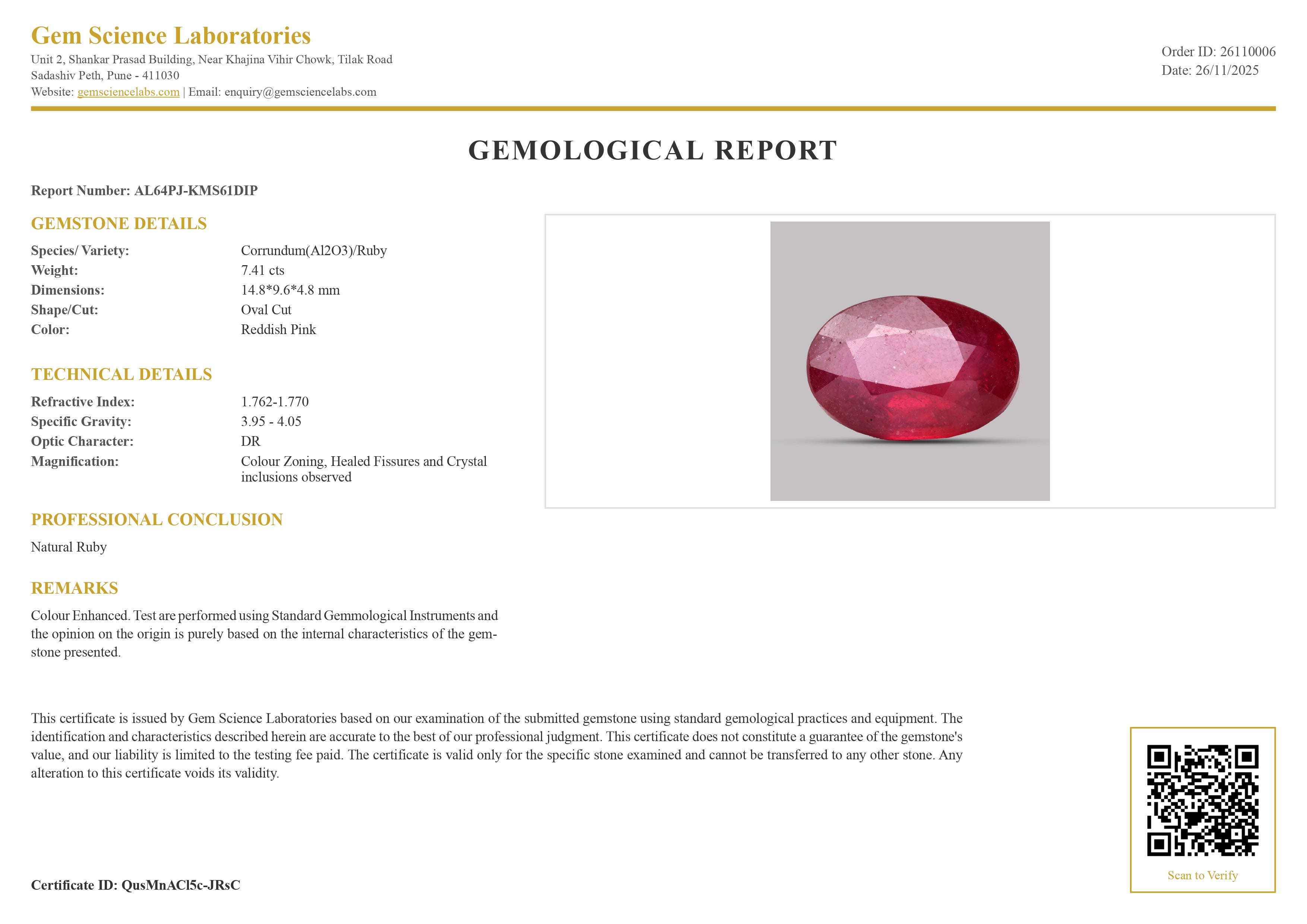 Ruby (Bangkok) - 7.41 Carat