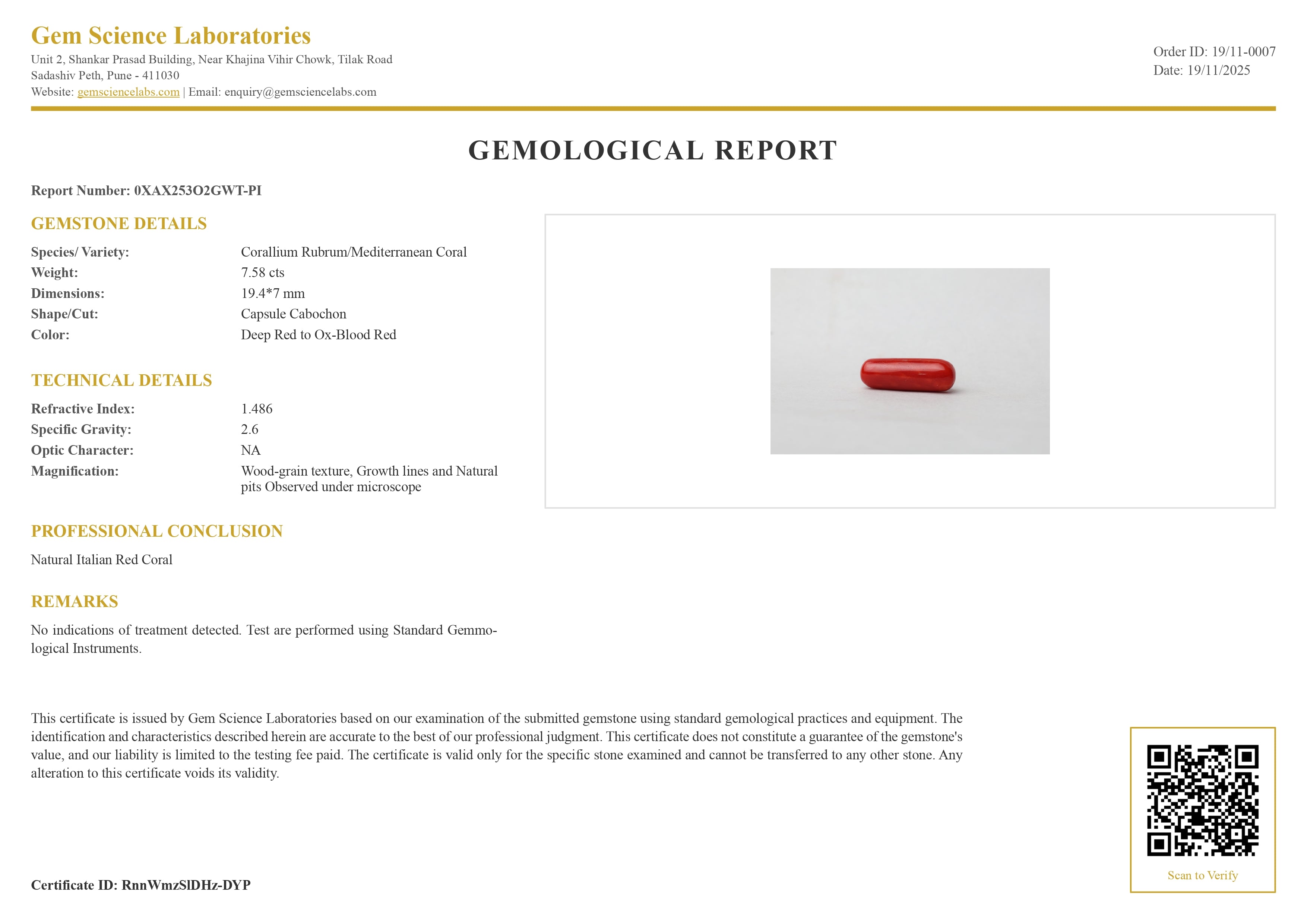 Red Coral  Italian - 7.58 Carat